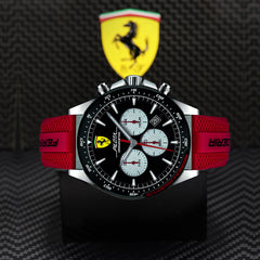 SCUDERIA FERRARI PILOTA Chronograph Black Round Dial Men's Watch- 0830596
