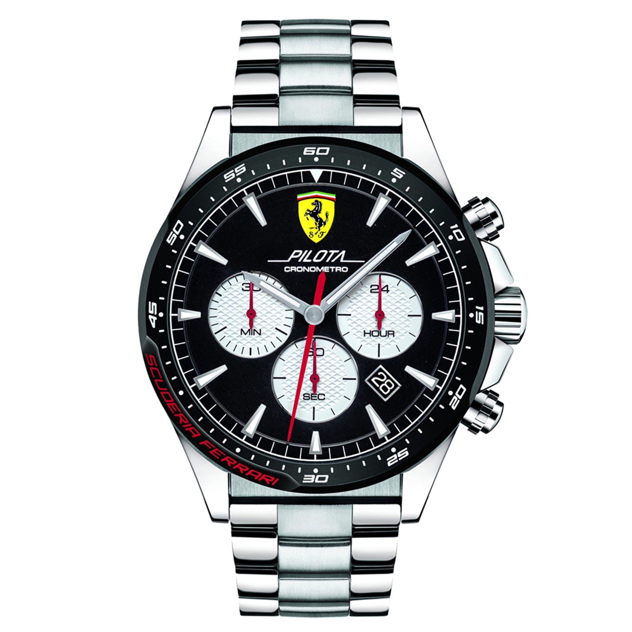 SCUDERIA FERRARI PILOTA Chronograph Black Round Dial Men's Watch- 0830599