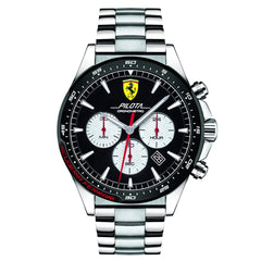 SCUDERIA FERRARI PILOTA Chronograph Black Round Dial Men's Watch- 0830599