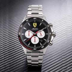 SCUDERIA FERRARI PILOTA Chronograph Black Round Dial Men's Watch- 0830599