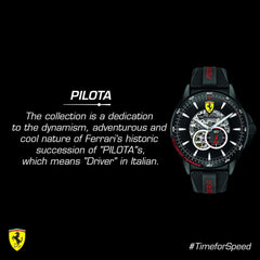 SCUDERIA FERRARI PILOTA Automatic Black Round Dial Men's Watch- 0830600