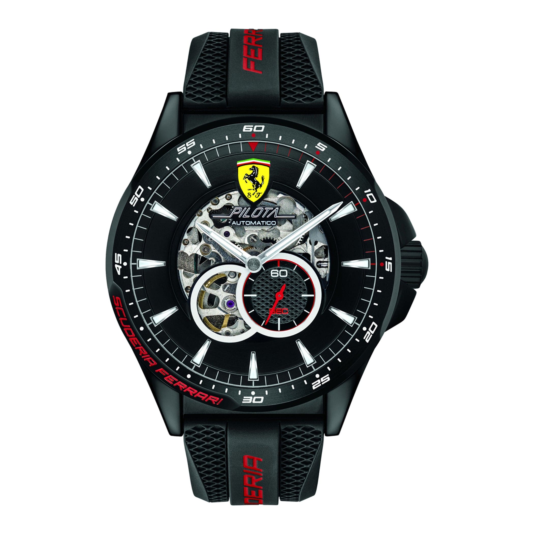 SCUDERIA FERRARI PILOTA Automatic Black Round Dial Men's Watch- 0830600