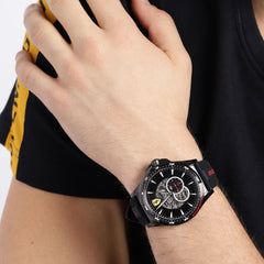 SCUDERIA FERRARI PILOTA Automatic Black Round Dial Men's Watch- 0830600