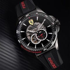 SCUDERIA FERRARI PILOTA Automatic Black Round Dial Men's Watch- 0830600