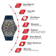 SCUDERIA FERRARI ASPIRE Multifunction Black Round Dial Men's Watch- 0830604