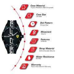 SCUDERIA FERRARI REDREV Quartz Black Round Dial Men's Watch- 0830613
