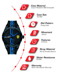 SCUDERIA FERRARI REDREV Quartz Black Round Dial Men's Watch- 0830616