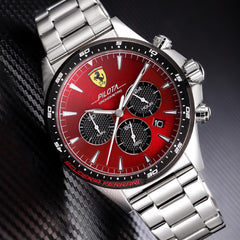 SCUDERIA FERRARI PILOTA Chronograph Red Round Dial Men's Watch - 0830619