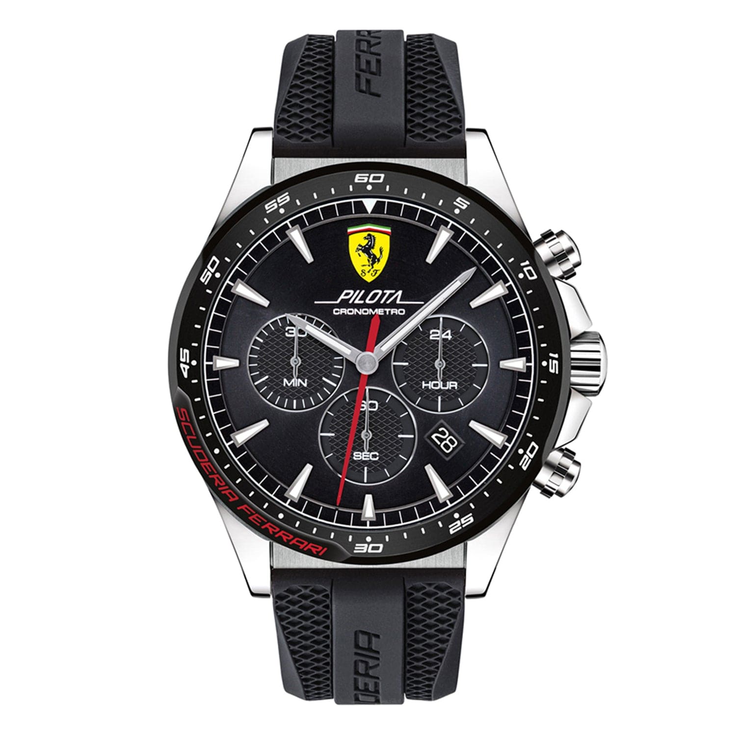 Scuderia Ferrari Pilota Chronograph Black Round Dial Men's Watch- 0830620