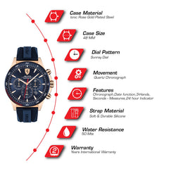 SCUDERIA FERRARI Pilota Chronograph Blue Round Dial Men's Watch - 0830621