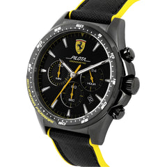 SCUDERIA FERRARI PILOTA Chronograph Black Round Dial Men's Watch- 0830622