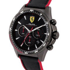 SCUDERIA FERRARI PILOTA Chronograph Black Round Dial Men's Watch- 0830623