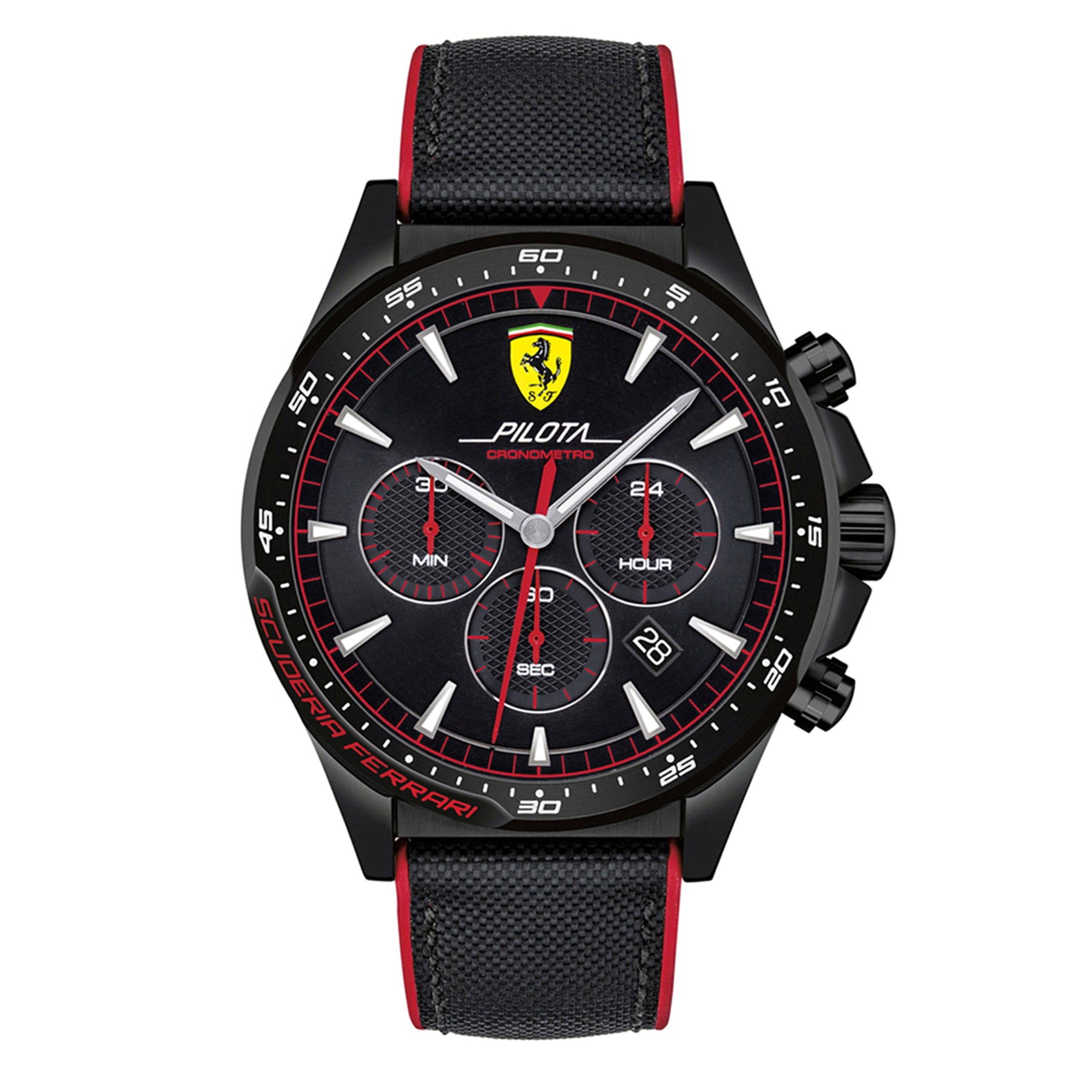 SCUDERIA FERRARI PILOTA Chronograph Black Round Dial Men's Watch- 0830623