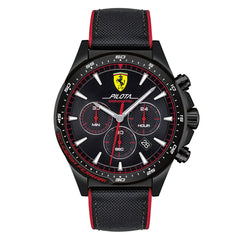 SCUDERIA FERRARI PILOTA Chronograph Black Round Dial Men's Watch- 0830623