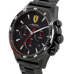 SCUDERIA FERRARI PILOTA Chronograph Black Round Dial Men's Watch- 0830624