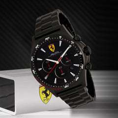 SCUDERIA FERRARI PILOTA Chronograph Black Round Dial Men's Watch- 0830624