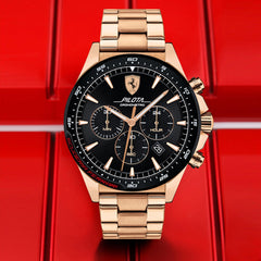 SCUDERIA FERRARI PILOTA Chronograph Black Round Dial Men's Watch - 0830625