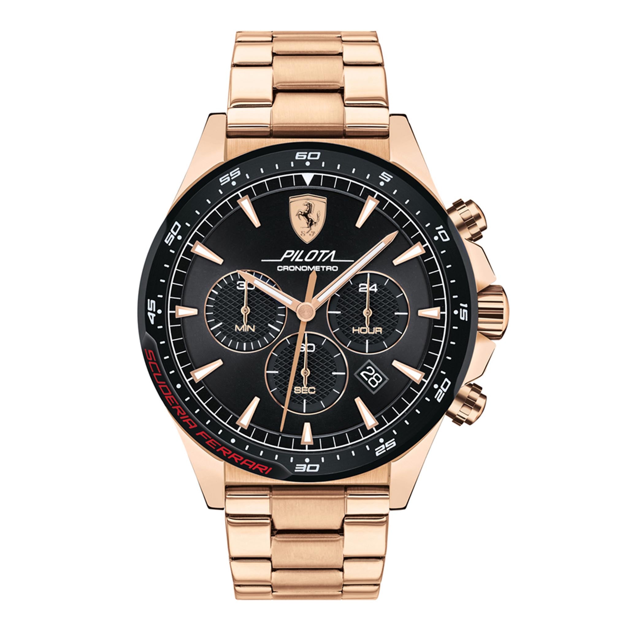 SCUDERIA FERRARI PILOTA Chronograph Black Round Dial Men's Watch - 0830625
