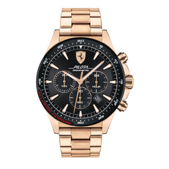 SCUDERIA FERRARI PILOTA Chronograph Black Round Dial Men's Watch - 0830625