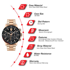 SCUDERIA FERRARI PILOTA Chronograph Black Round Dial Men's Watch - 0830625