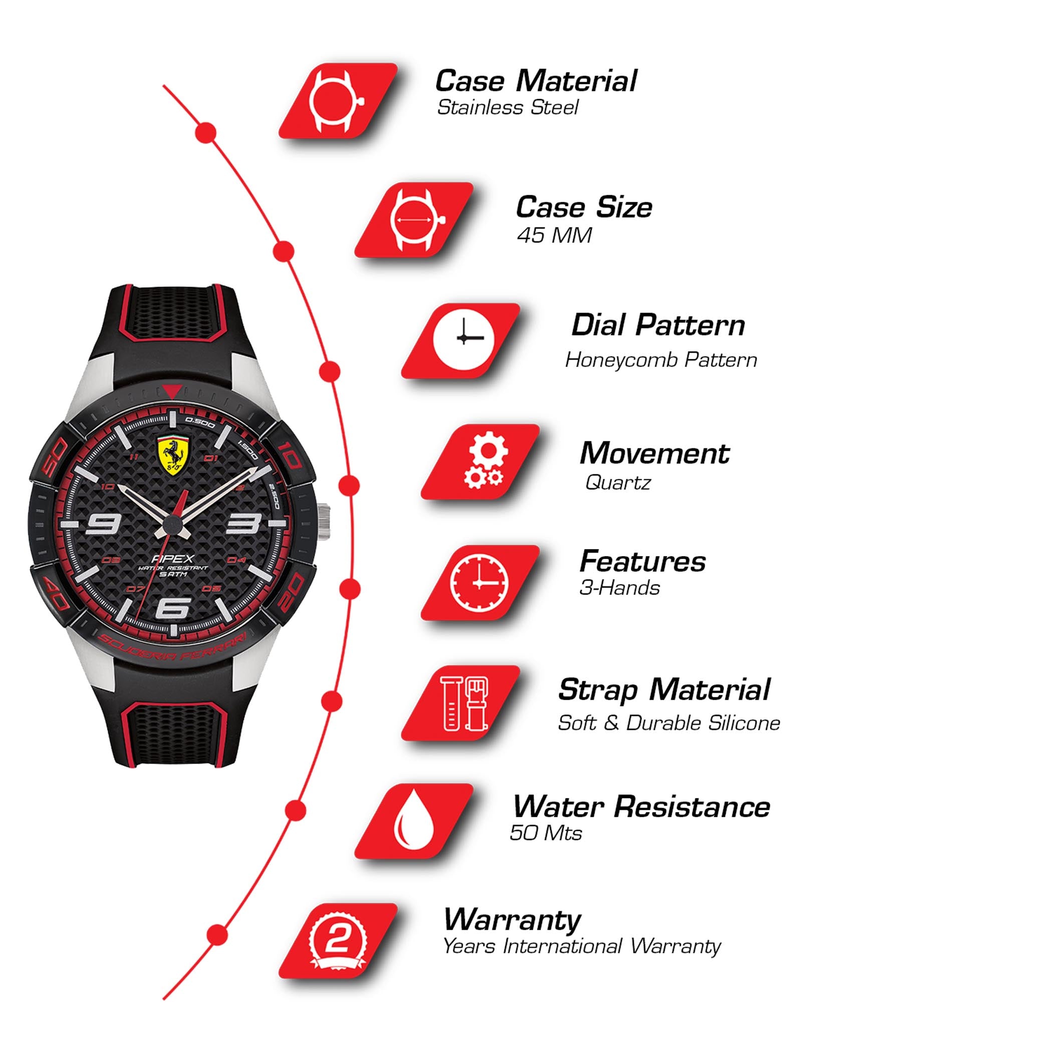 SCUDERIA FERRARI APEX Analog Black Round Dial Men's Watch - 0830630