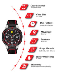 SCUDERIA FERRARI APEX Analog Black Round Dial Men's Watch - 0830630