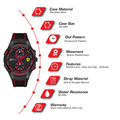 SCUDERIA FERRARI APEX Multifunction Black Round Dial Men's Watch - 0830634
