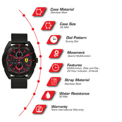 SCUDERIA FERRARI FORZA Multifunction Black Round Dial Men's Watch - 0830636
