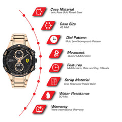 SCUDERIA FERRARI APEX Multifunction Black Round Dial Men's Watch- 0830640