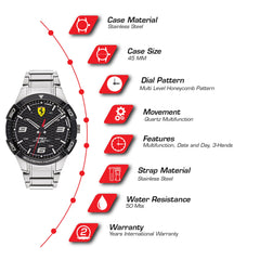 SCUDERIA FERRARI APEX Quartz Black Round Dial Men's Watch- 0830641