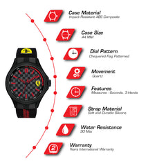 SCUDERIA FERRARI PIT CREW Quartz Black Round Dial Men's Watch- 0830643