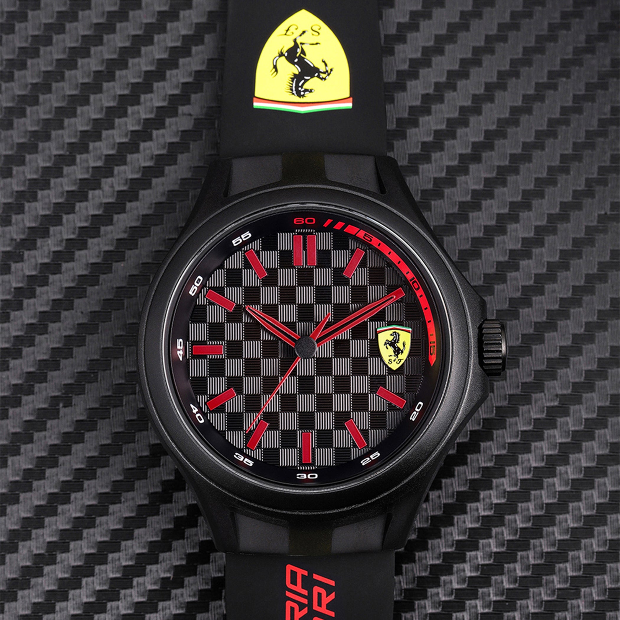 SCUDERIA FERRARI PIT CREW Quartz Black Round Dial Men's Watch- 0830643
