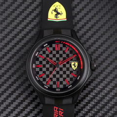 SCUDERIA FERRARI PIT CREW Quartz Black Round Dial Men's Watch- 0830643
