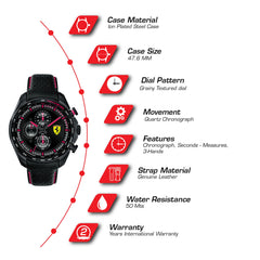 SCUDERIA FERRARI SPEEDRACER Chronograph Black Round Dial Men's Watch- 0830647