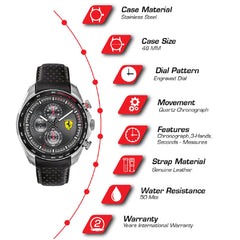 SCUDERIA FERRARI SPEEDRACER Chronograph Black Round Dial Men's Watch - 0830648
