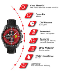 SCUDERIA FERRARI SPEEDRACER Chronograph Red Round Dial Men's Watch- 0830650