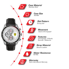 SCUDERIA FERRARI SPEEDRACER Chronograph Silver Round Dial Men's Watch- 0830651