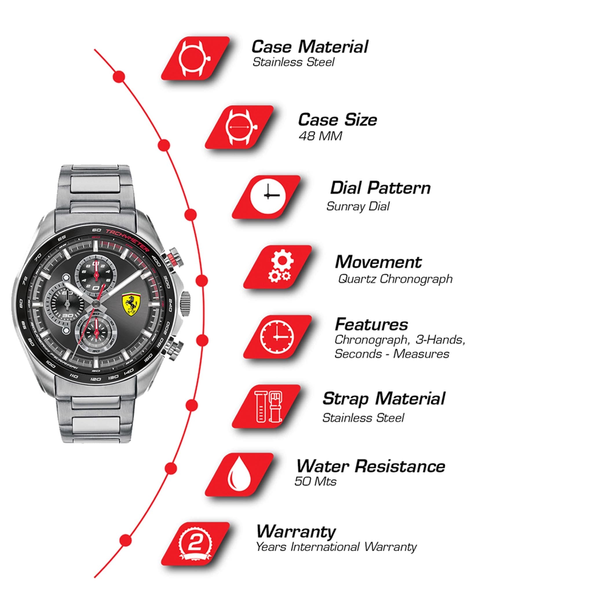 SCUDERIA FERRARI SPEEDRACER Chronograph Black Round Dial Men's Watch - 0830652