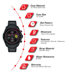 SCUDERIA FERRARI SPEEDRACER Chronograph Black Round Dial Men's Watch- 0830654