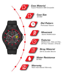 SCUDERIA FERRARI PIT CREW Multifunction Black Round Dial Men's Watch- 0830678