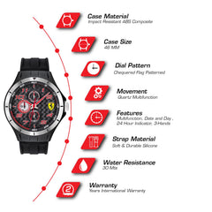SCUDERIA FERRARI Lap Time Multifunction Black Round Dial Men's Watch - 0830679