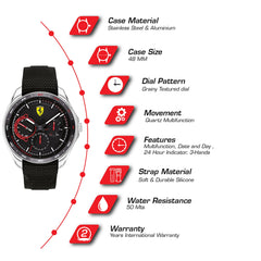 SCUDERIA FERRARI SPEEDRACER Multifunction Black Round Dial Men's Watch- 0830683