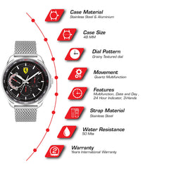 SCUDERIA FERRARI SPEEDRACER Multifunction Black Round Dial Men's Watch- 0830684