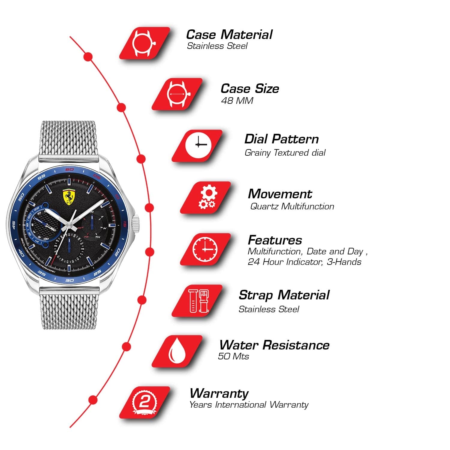 SCUDERIA FERRARI Speedracer Multifunction Black Round Dial Men's Watch - 0830685