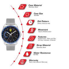SCUDERIA FERRARI Speedracer Multifunction Black Round Dial Men's Watch - 0830685