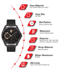 SCUDERIA FERRARI SPEEDRACER Multifunction Black Round Dial Men's Watch- 0830686