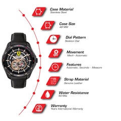 SCUDERIA FERRARI SPEEDRACER Automatic Black Round Dial Men's Watch- 0830688