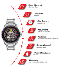 SCUDERIA FERRARI SPEEDRACER Automatic Black Round Dial Men's Watch- 0830689