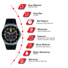 SCUDERIA FERRARI ASPIRE Multifunction Black Round Dial Men's Watch - 0830694