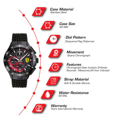 SCUDERIA FERRARI RACE DAY Chronograph Black Round Dial Men's Watch- 0830696